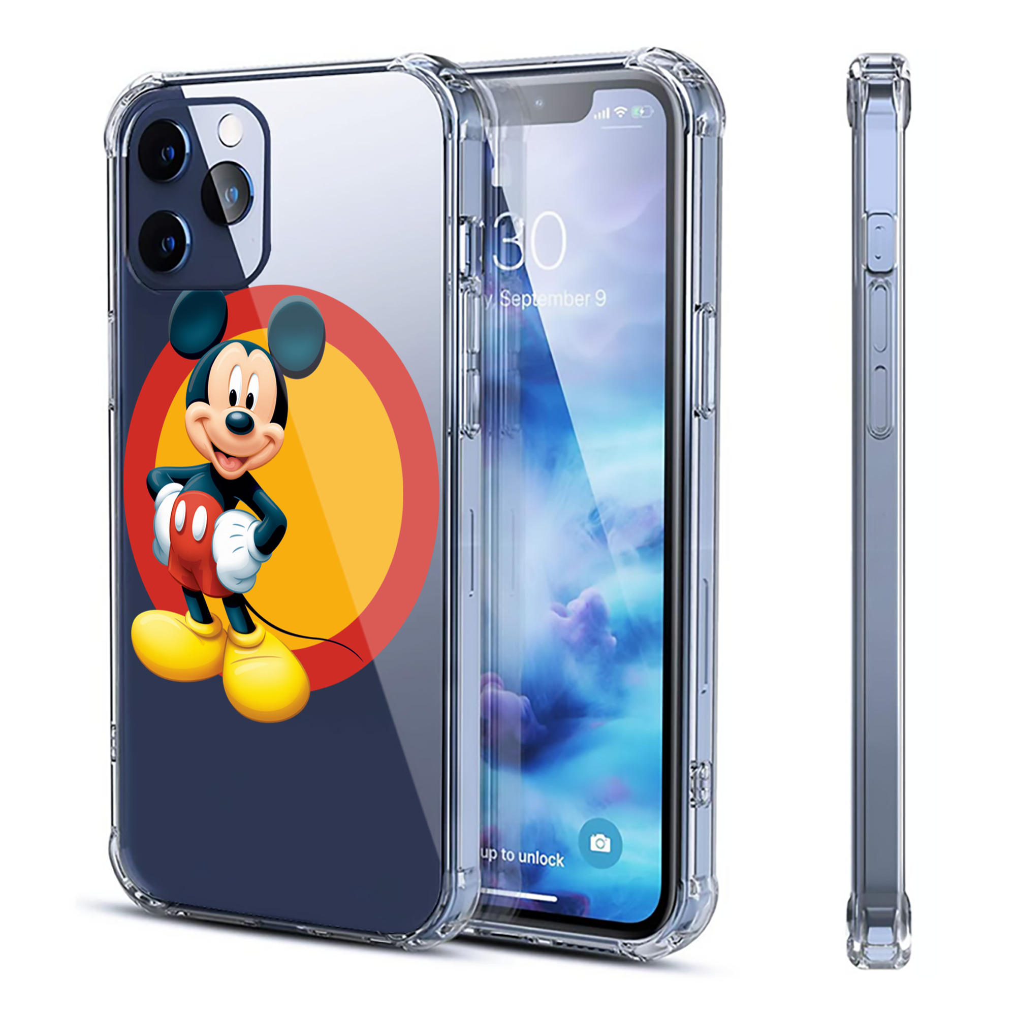 （画像用） ミッキーマウス Mickey Mouse 【iPhone 12シリーズ対応】透明スマホケース（クリアソフトケース）